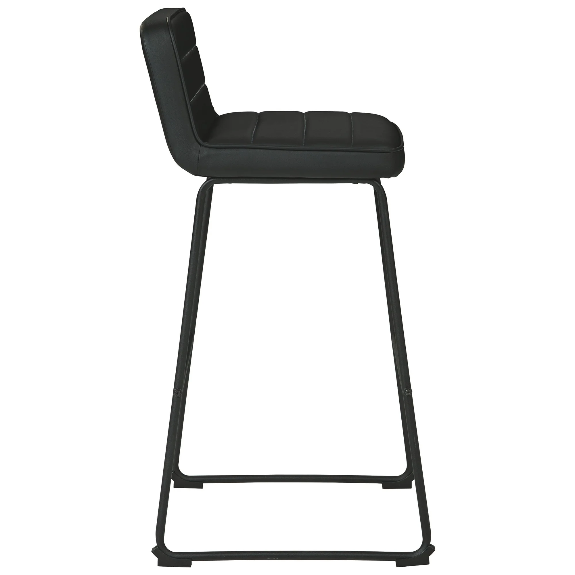 40 Inch Channel Stitched Leatherette Barstool With Sled BaseSet Of 2Black By Benzara - Image 2