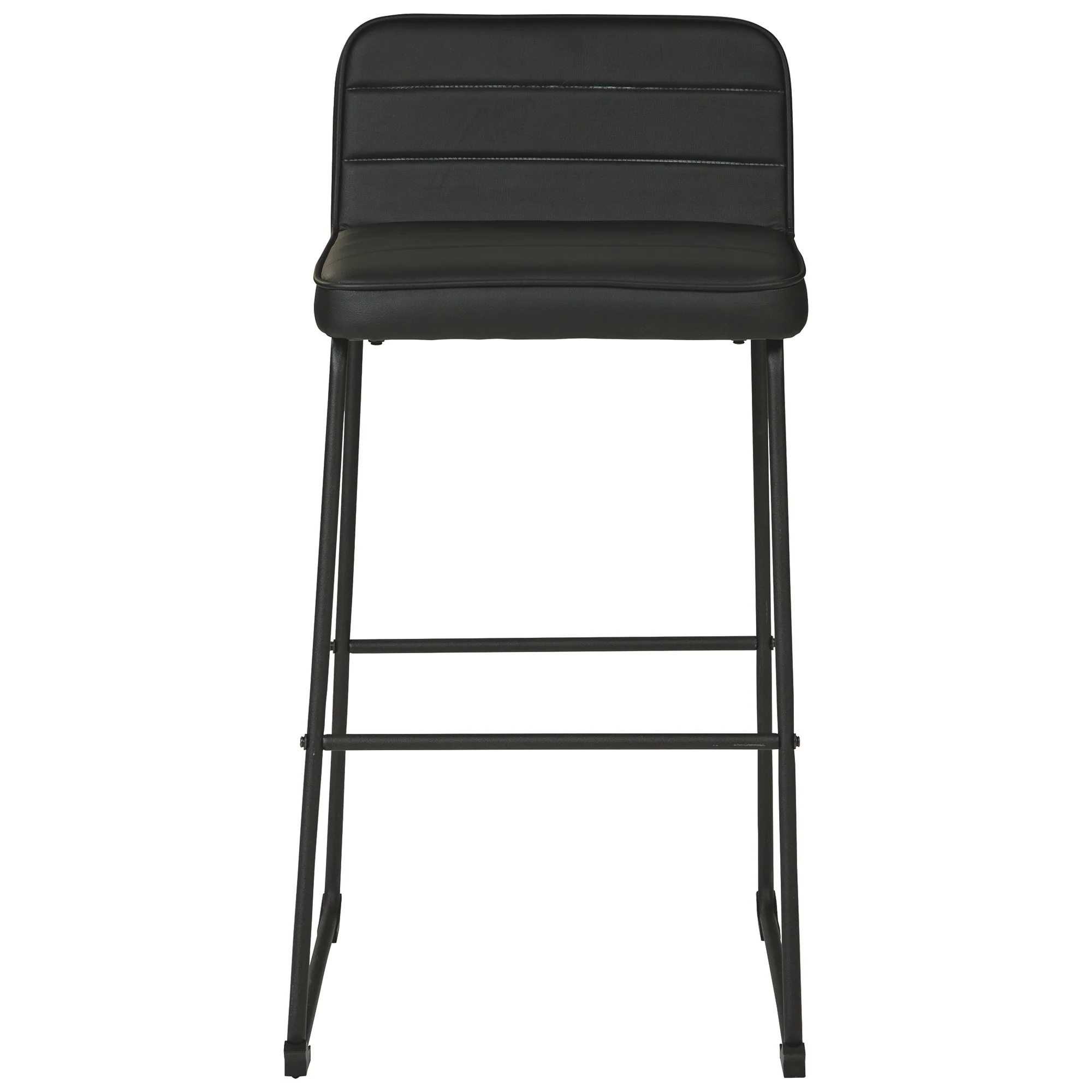 40 Inch Channel Stitched Leatherette Barstool With Sled BaseSet Of 2Black By Benzara - Image 3