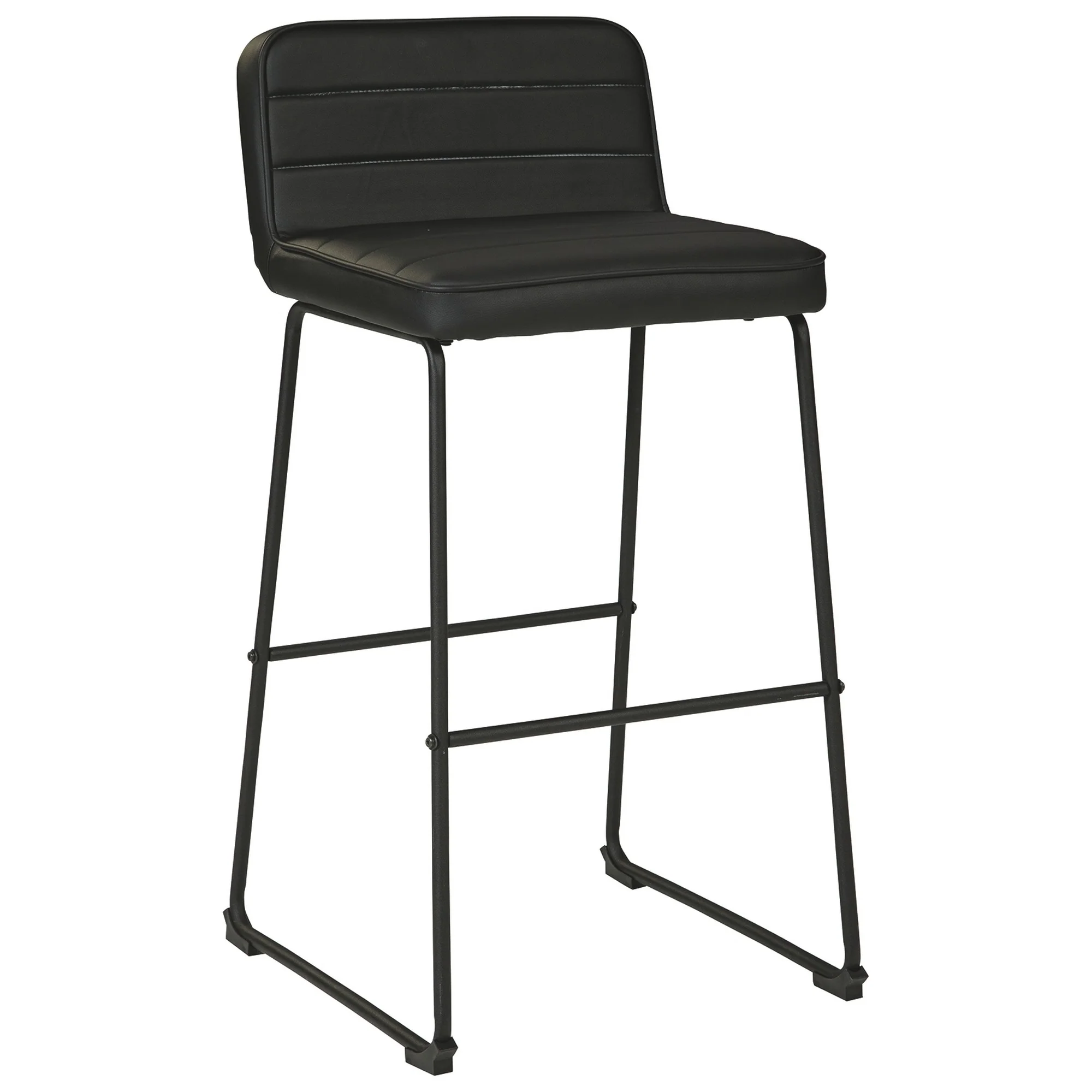 40 Inch Channel Stitched Leatherette Barstool With Sled BaseSet Of 2Black By Benzara - Image 4
