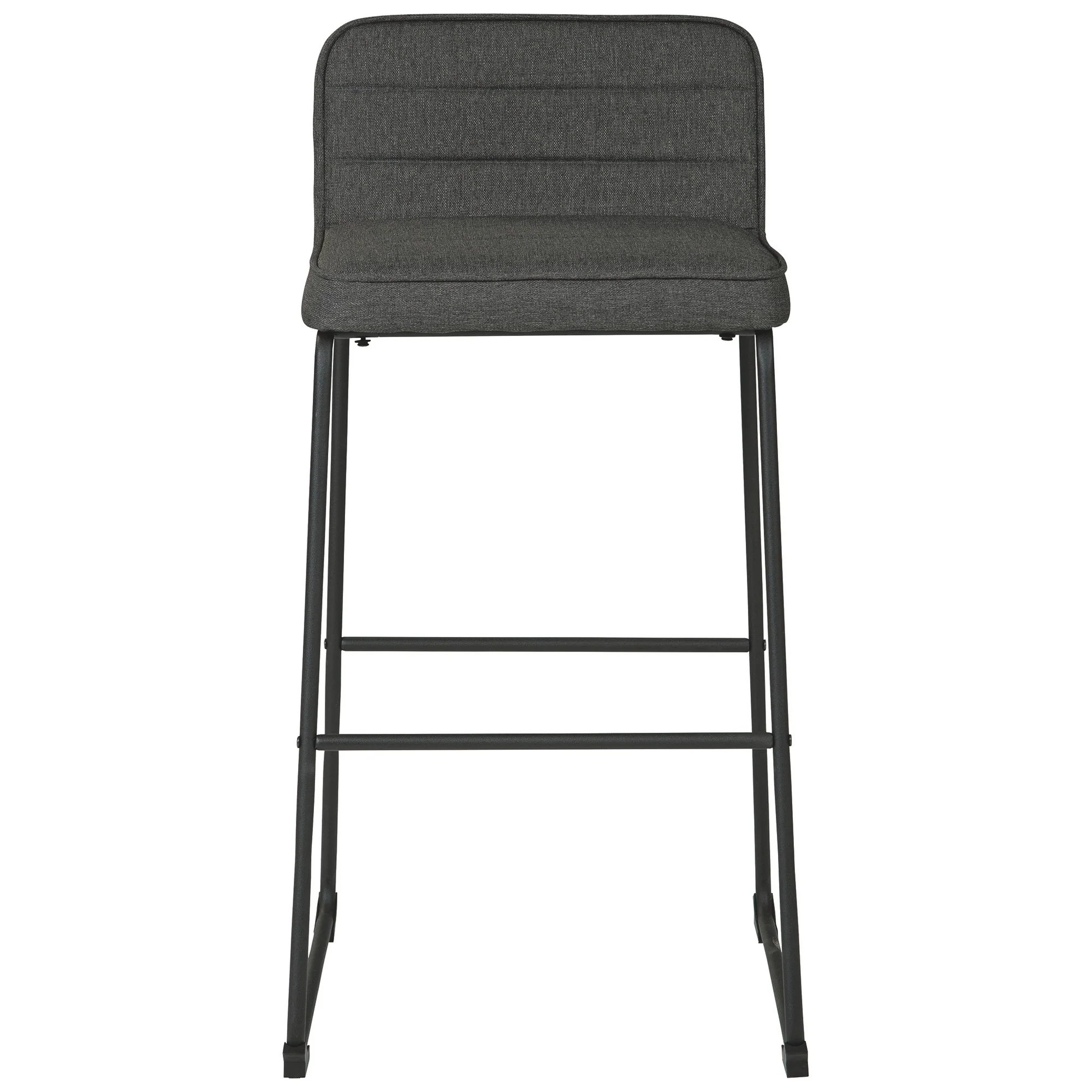 40 Inch Channel Stitched Low Fabric Barstool With Sled Base Set Of 2 Gray By Benzara - Image 2