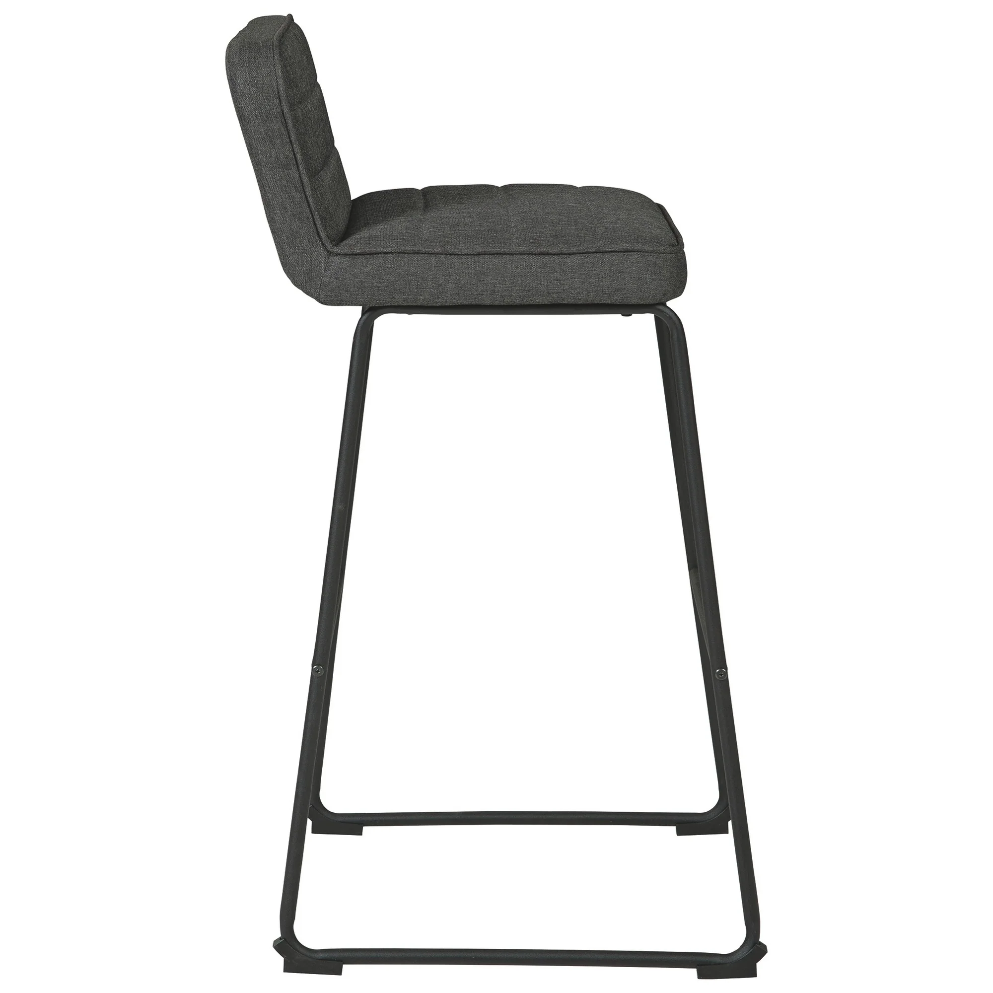 40 Inch Channel Stitched Low Fabric Barstool With Sled Base Set Of 2 Gray By Benzara - Image 3