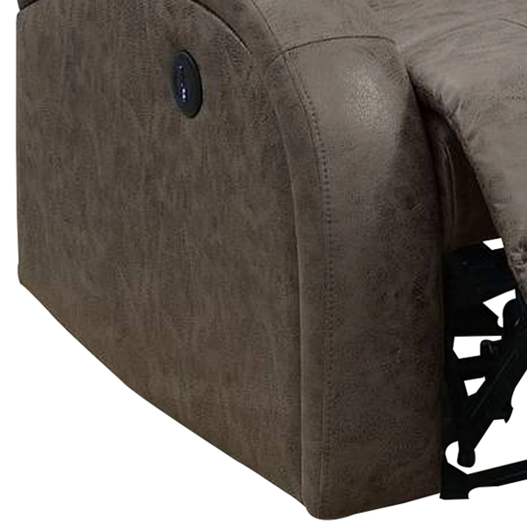 40 Inch Leatherette Power Recliner With Usb Port Brown By Benzara - Image 5