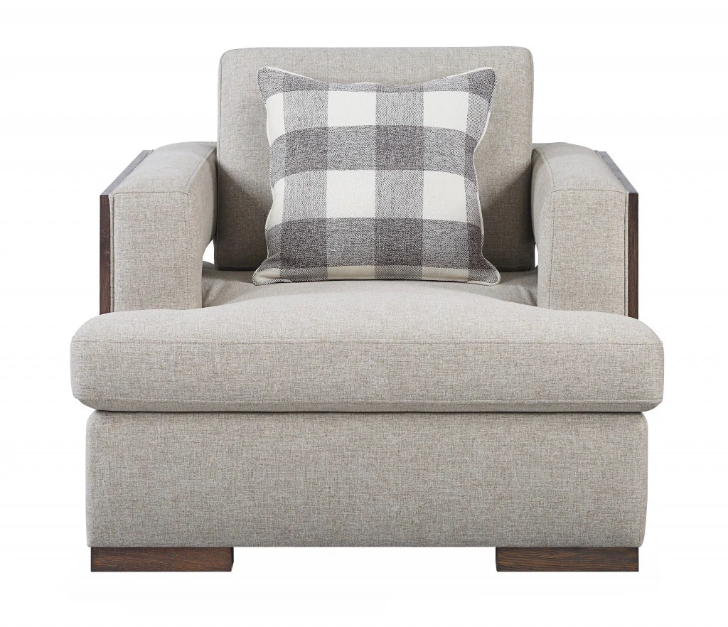 40" Light Gray Fabric And Walnut Arm Chair By Homeroots - Image 2
