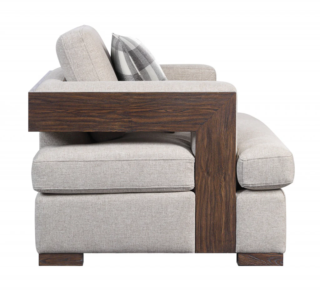 40" Light Gray Fabric And Walnut Arm Chair By Homeroots - Image 3