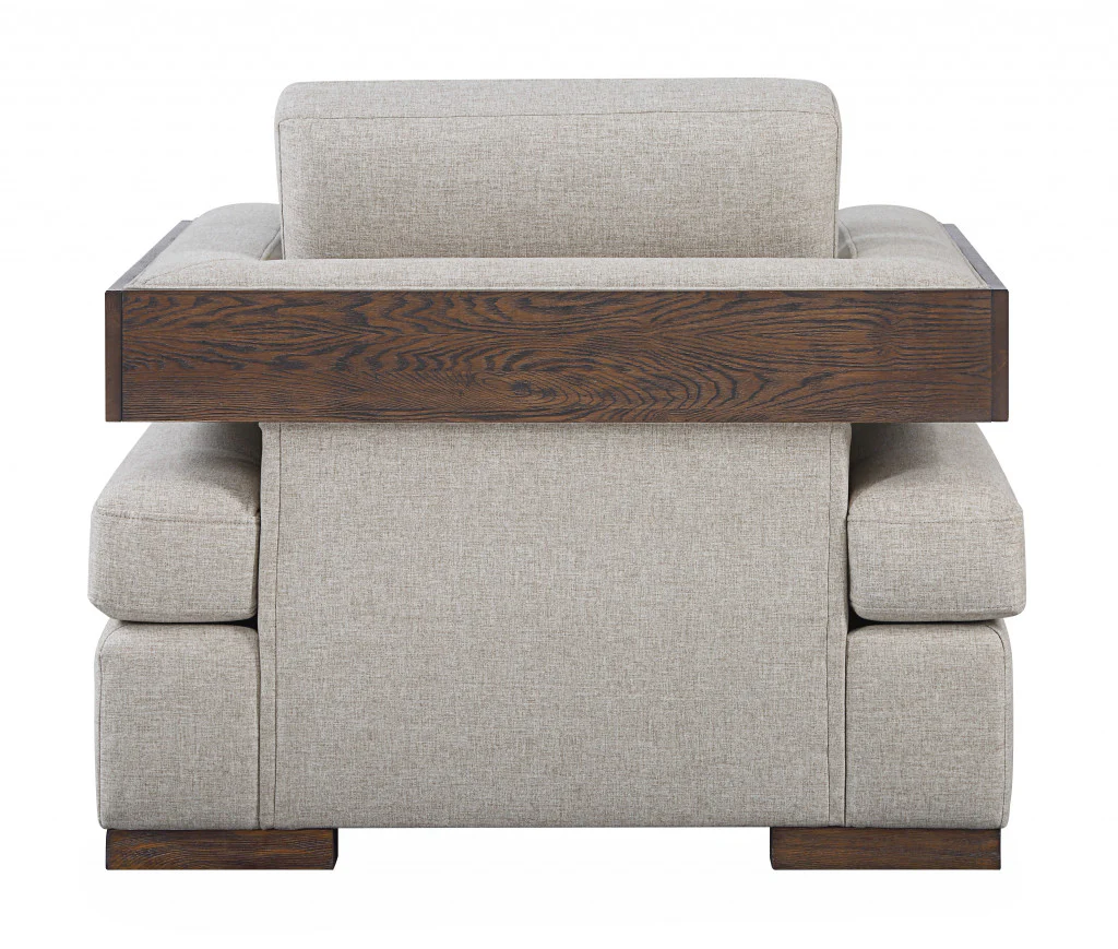 40" Light Gray Fabric And Walnut Arm Chair By Homeroots - Image 4
