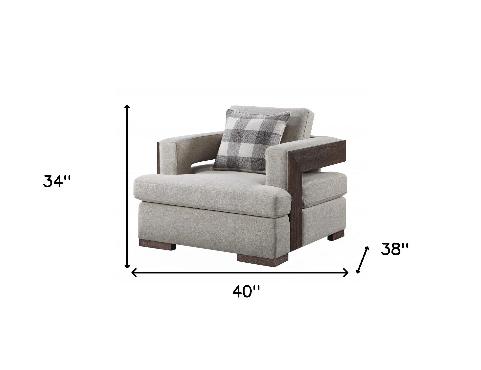 40" Light Gray Fabric And Walnut Arm Chair By Homeroots - Image 7