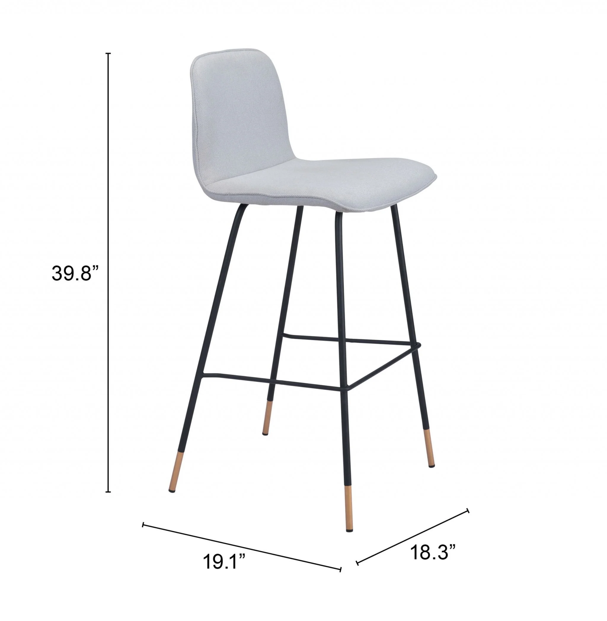 40" Light Gray Upholstered and Black Bar Height Chair With Footrest By Homeroots - Image 8