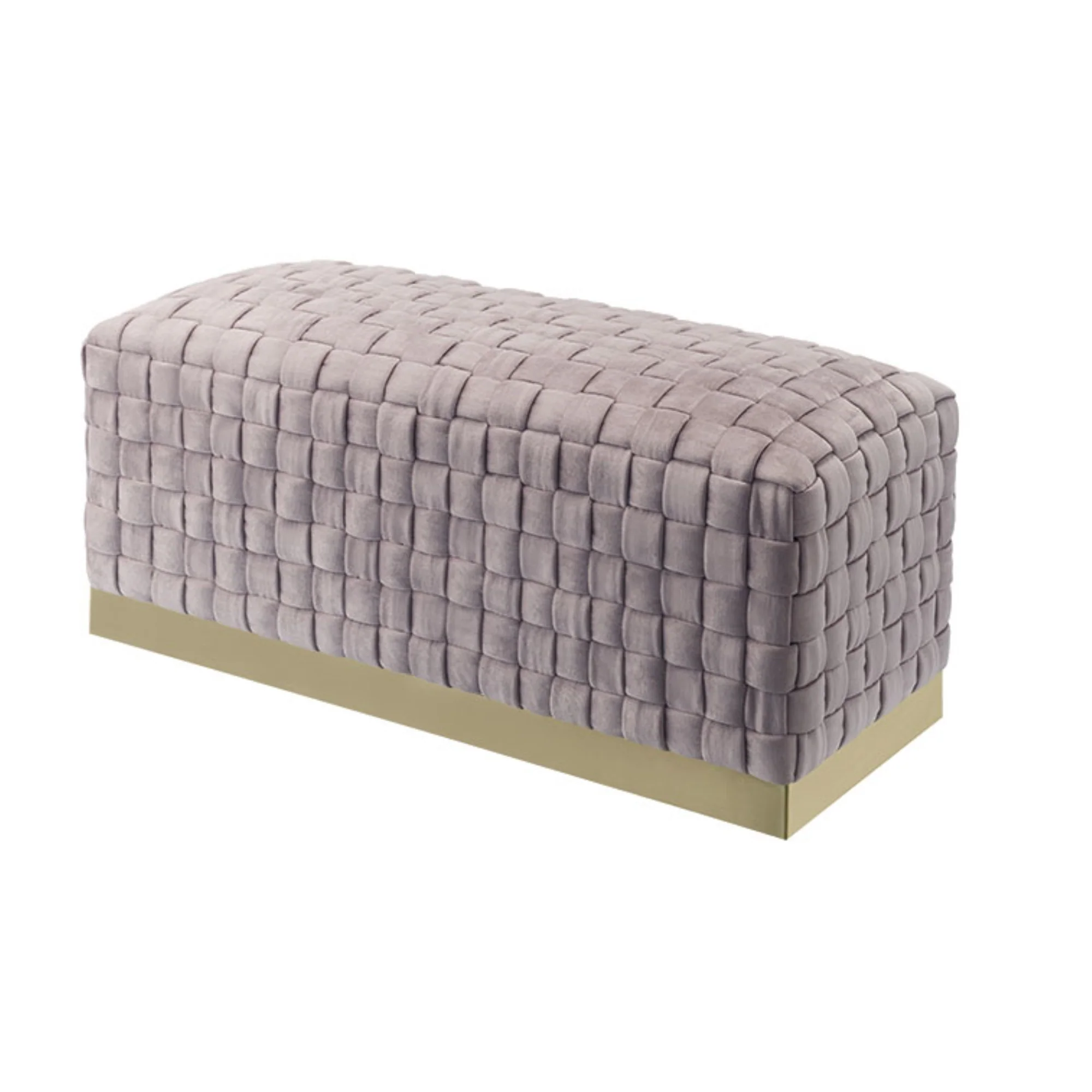 40" Lilac And Gold Upholstered Velvet Bench By Homeroots - Image 2