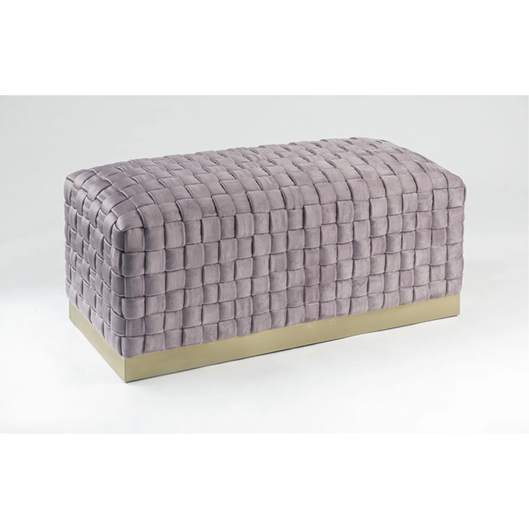 40" Lilac And Gold Upholstered Velvet Bench By Homeroots - Image 3