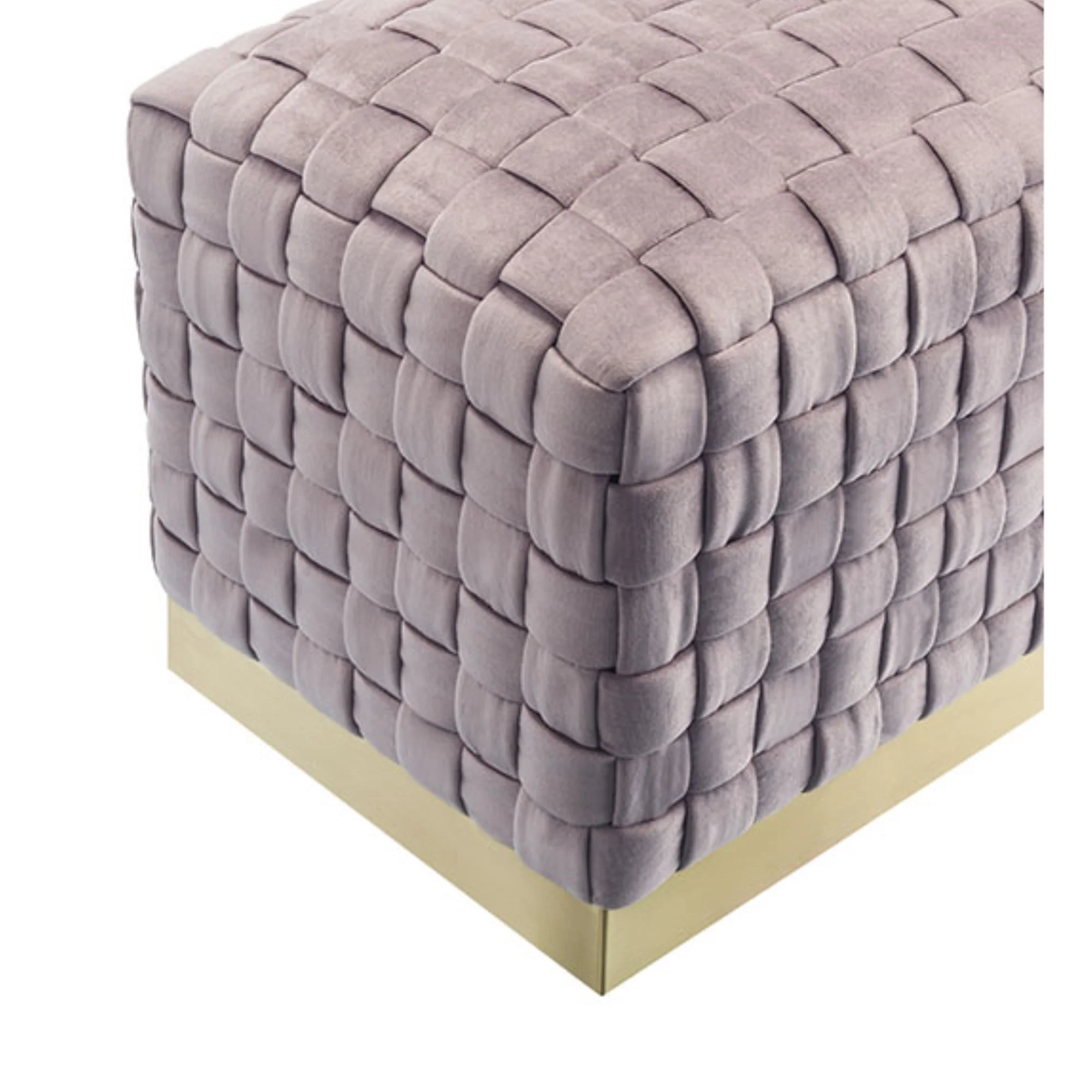 40" Lilac And Gold Upholstered Velvet Bench By Homeroots - Image 4
