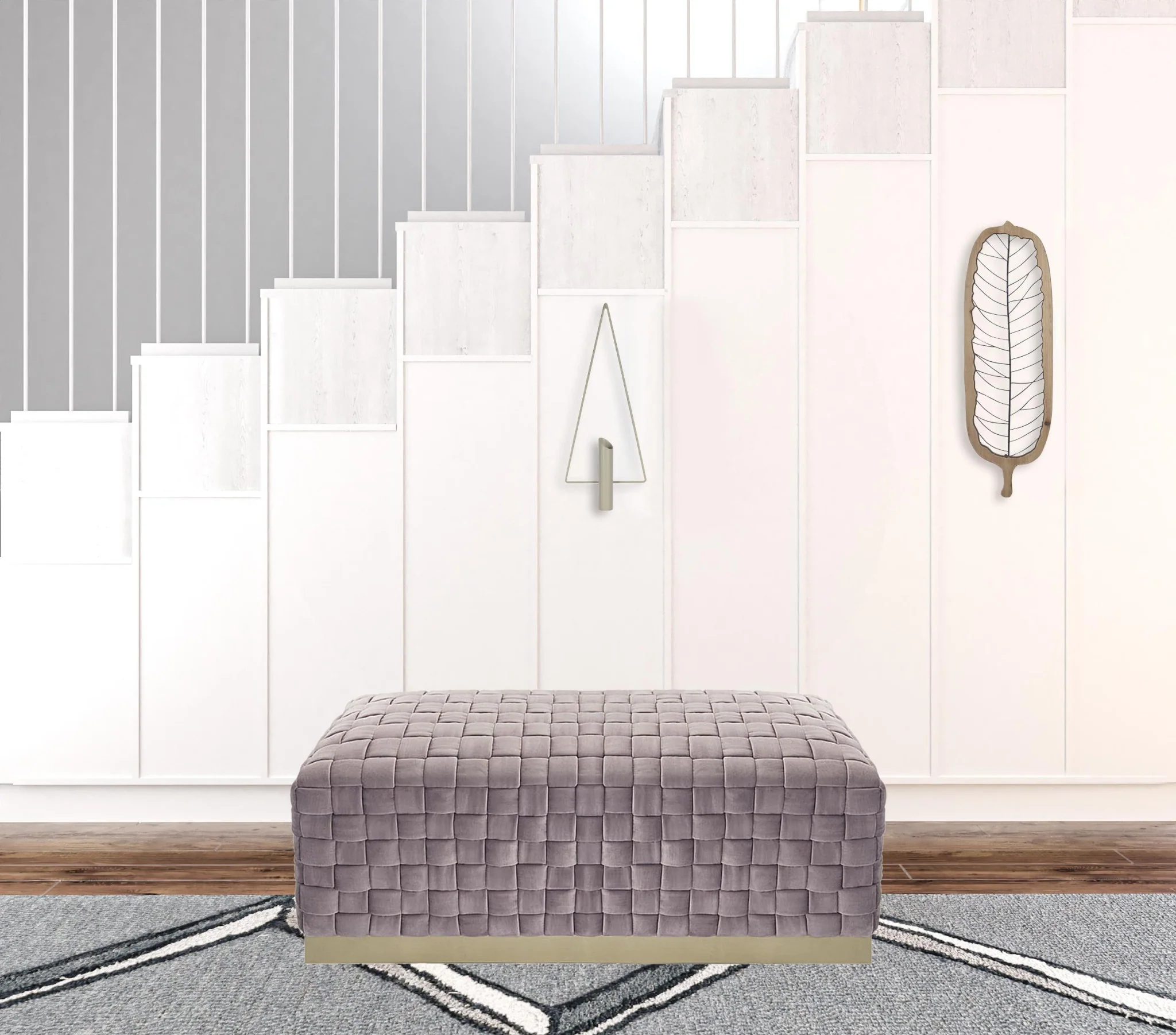 40" Lilac And Gold Upholstered Velvet Bench By Homeroots - Image 5