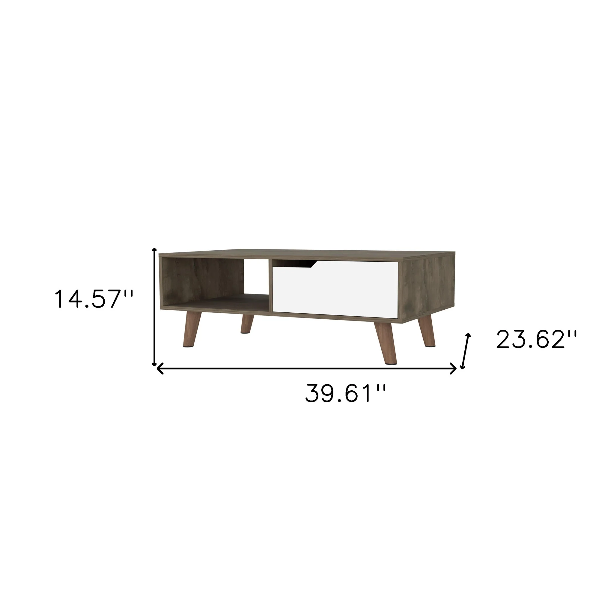 40" Natural And Dark Brown And White Wood Rectangular Coffee Table With Shelf By Homeroots - Image 7