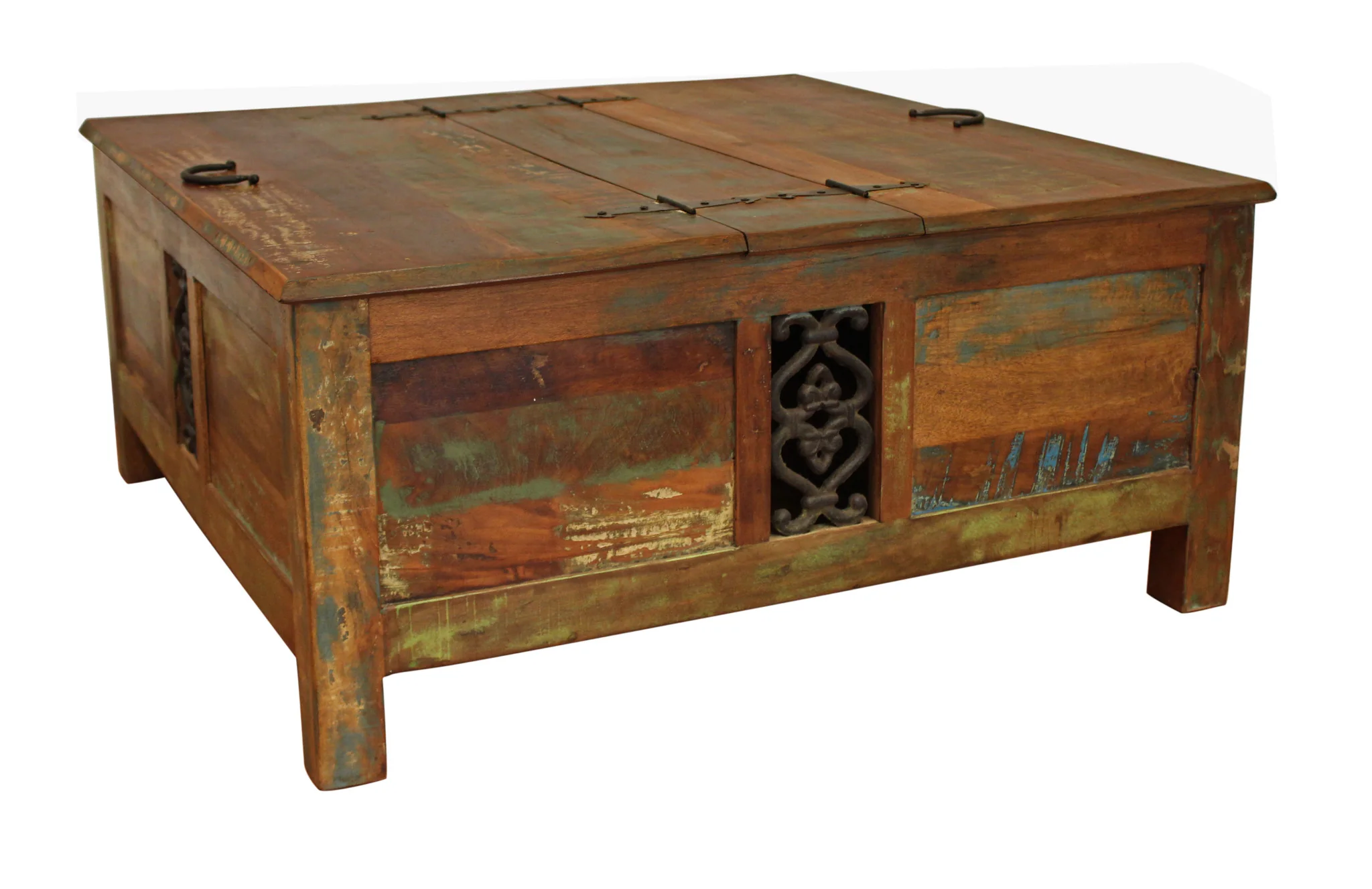 40" Rustic Brown Reclaimed Wood Square Lift Top Coffee Table By Homeroots - Image 2
