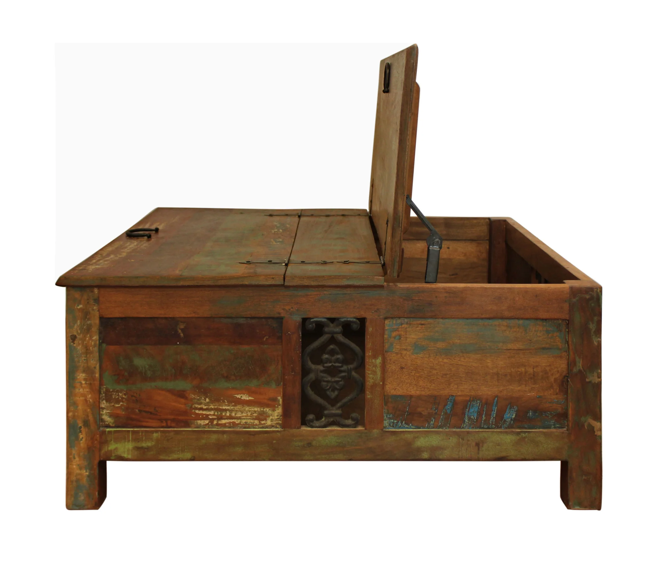 40" Rustic Brown Reclaimed Wood Square Lift Top Coffee Table By Homeroots - Image 3