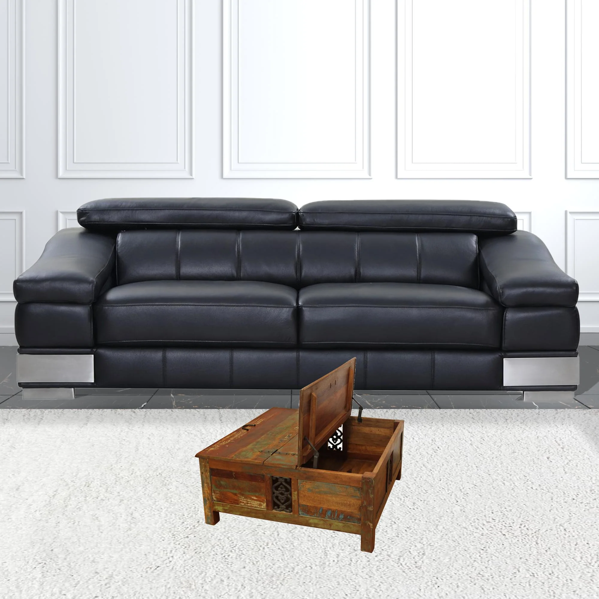 40" Rustic Brown Reclaimed Wood Square Lift Top Coffee Table By Homeroots - Image 4
