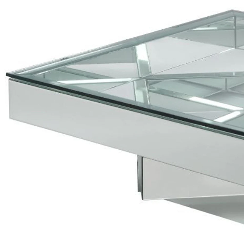 40" Silver And Clear Glass Rectangular Mirrored Coffee Table By Homeroots - Image 4