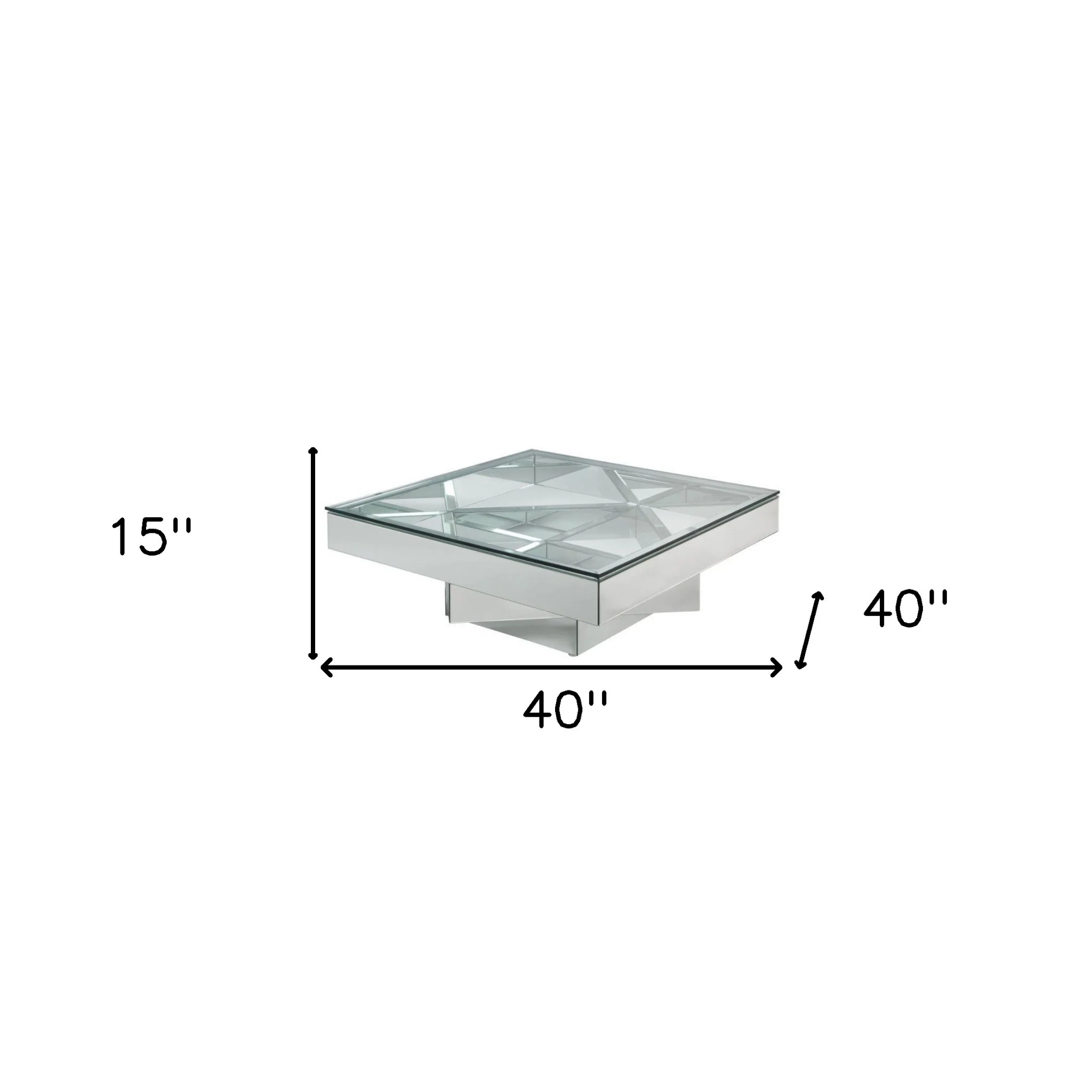 40" Silver And Clear Glass Rectangular Mirrored Coffee Table By Homeroots - Image 5