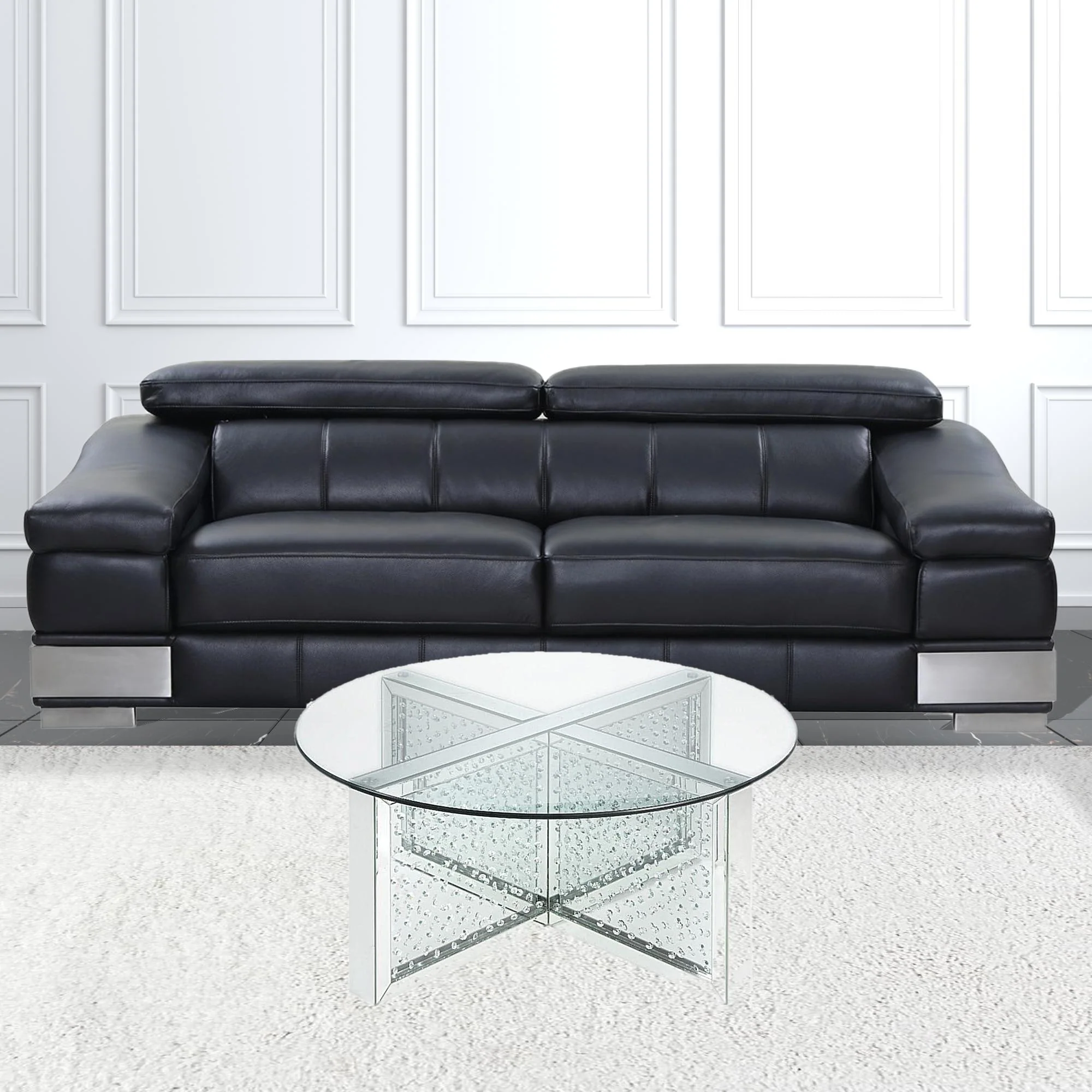 40" Silver And Clear Glass Round Top Bling Base Coffee Table By Homeroots - Image 2