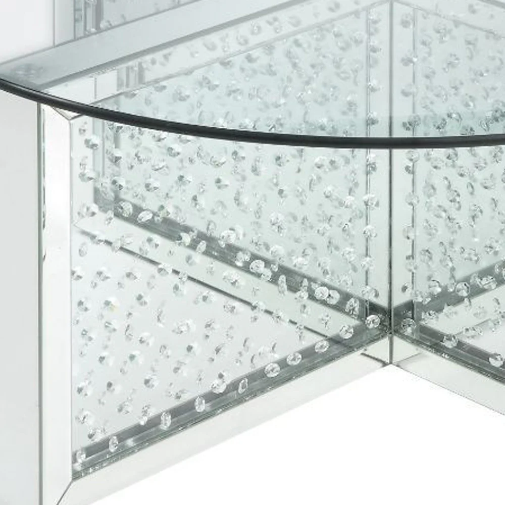 40" Silver And Clear Glass Round Top Bling Base Coffee Table By Homeroots - Image 3