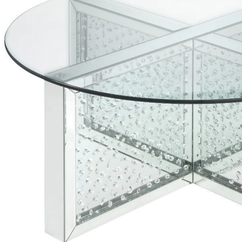 40" Silver And Clear Glass Round Top Bling Base Coffee Table By Homeroots - Image 4