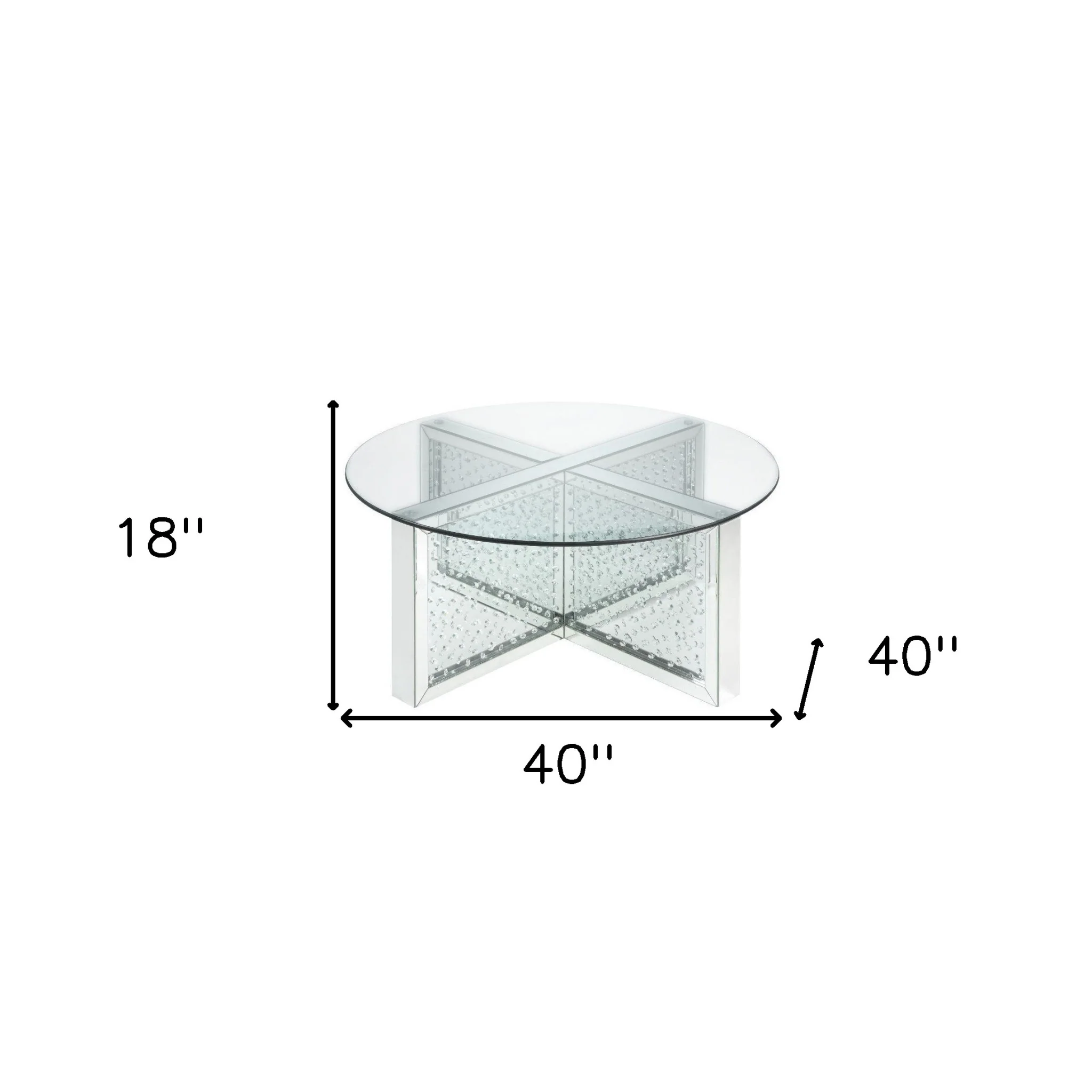 40" Silver And Clear Glass Round Top Bling Base Coffee Table By Homeroots - Image 5