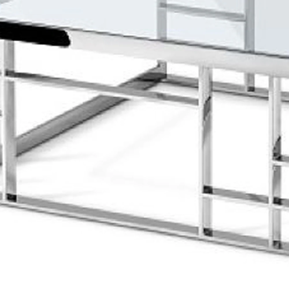 40" Silver And Clear Glass Square Coffee Table By Homeroots - Image 3