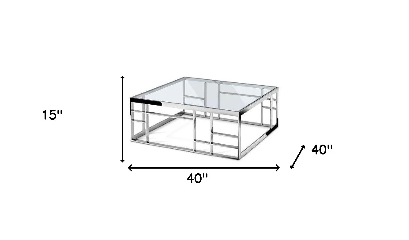 40" Silver And Clear Glass Square Coffee Table By Homeroots - Image 5