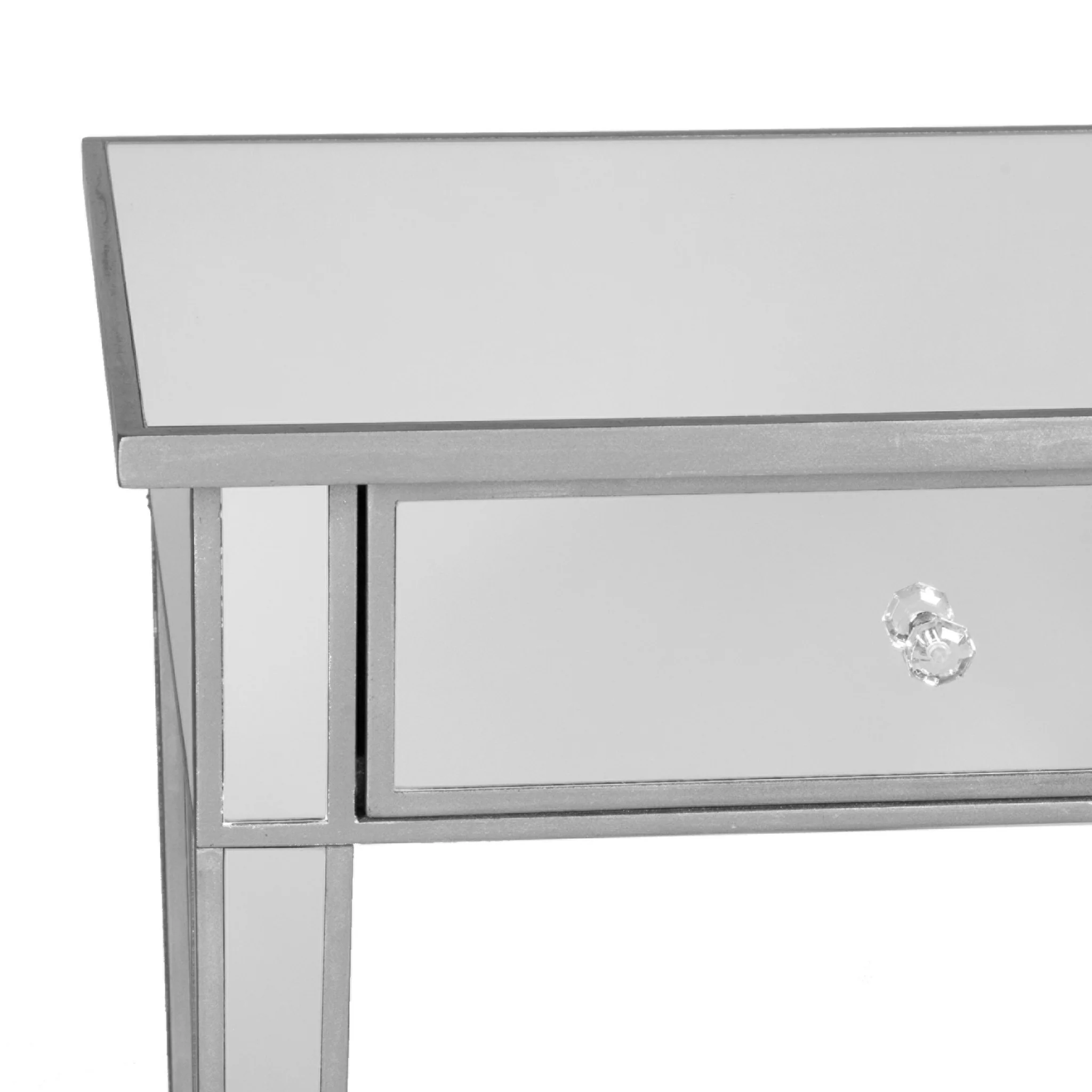 40" Silver Mirrored Glass Console Table With Storage By Homeroots - Image 4
