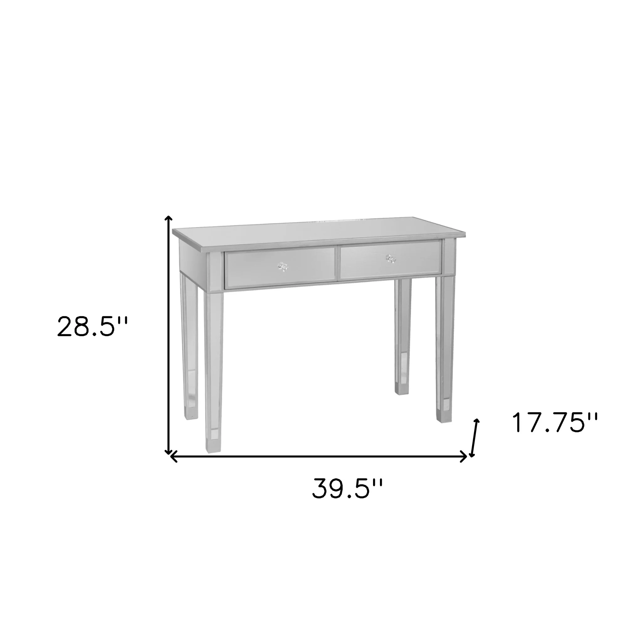 40" Silver Mirrored Glass Console Table With Storage By Homeroots - Image 6