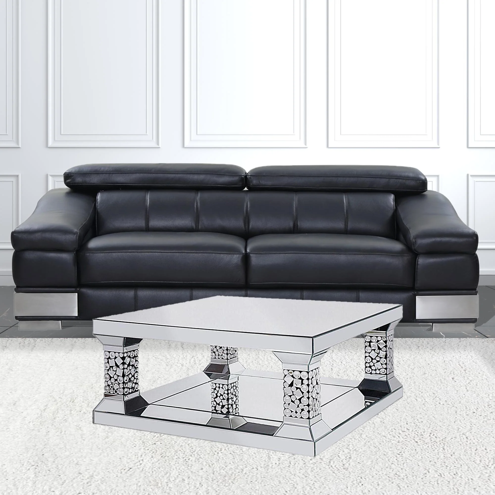 40" Silver Mirrored Square Mirrored Coffee Table By Homeroots - Image 2