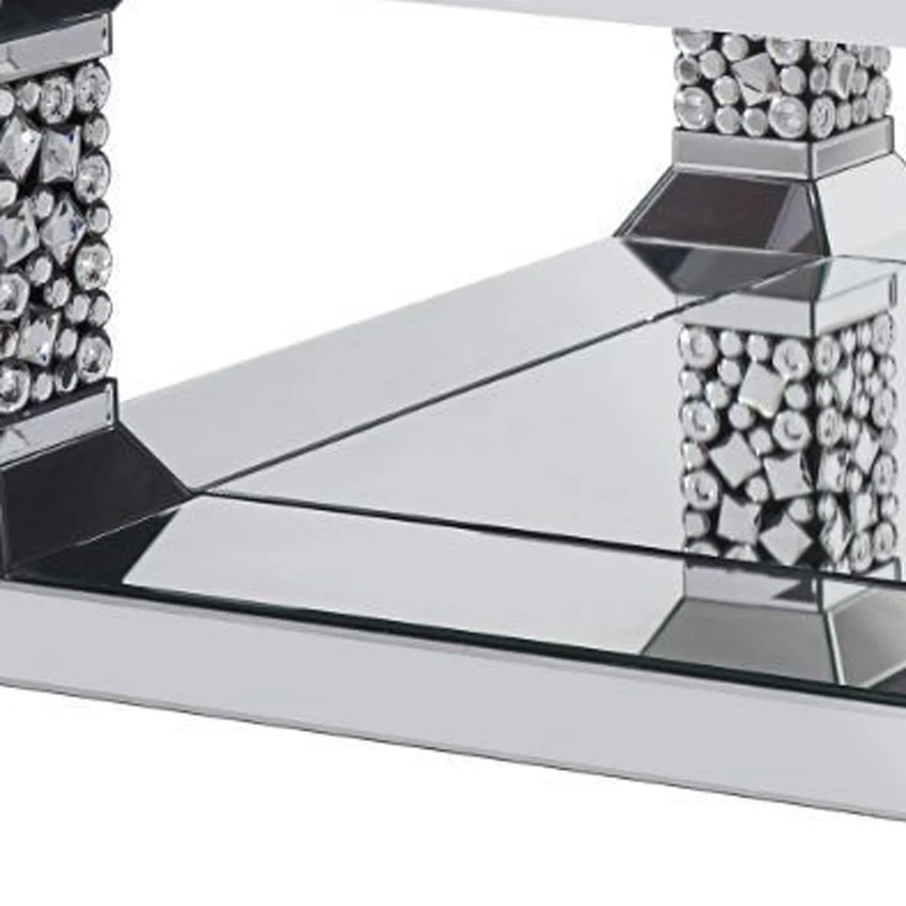 40" Silver Mirrored Square Mirrored Coffee Table By Homeroots - Image 3