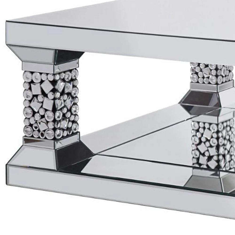 40" Silver Mirrored Square Mirrored Coffee Table By Homeroots - Image 4