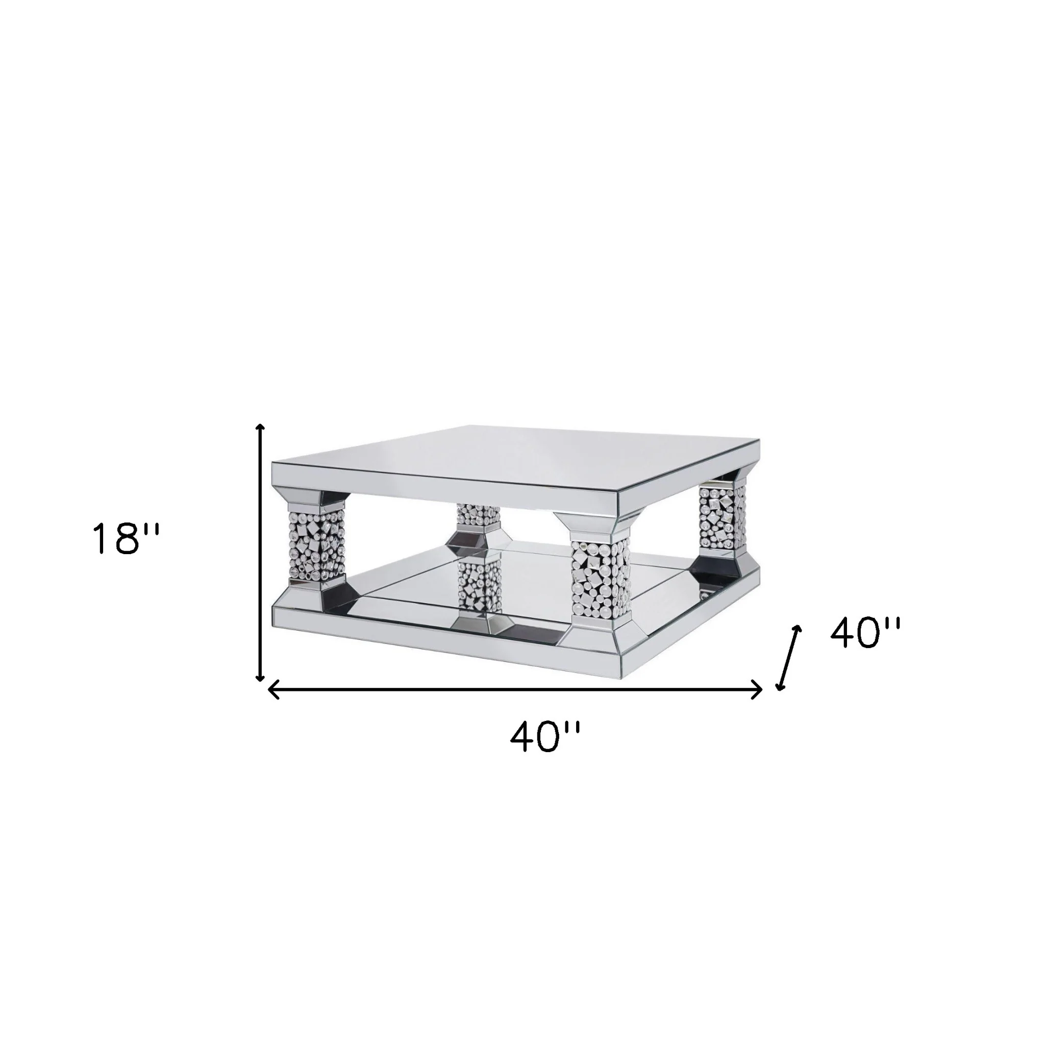 40" Silver Mirrored Square Mirrored Coffee Table By Homeroots - Image 5