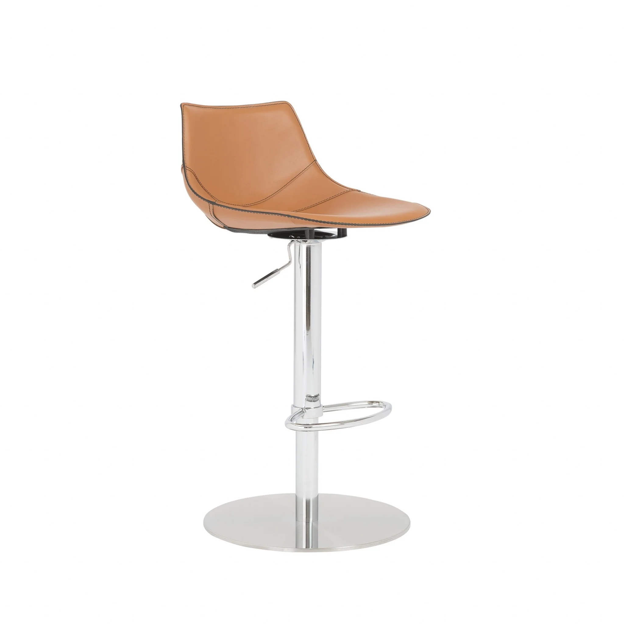 40" Terra Cotta And Silver Steel Swivel Low Back Bar Height Chair With Footrest By Homeroots - Image 3