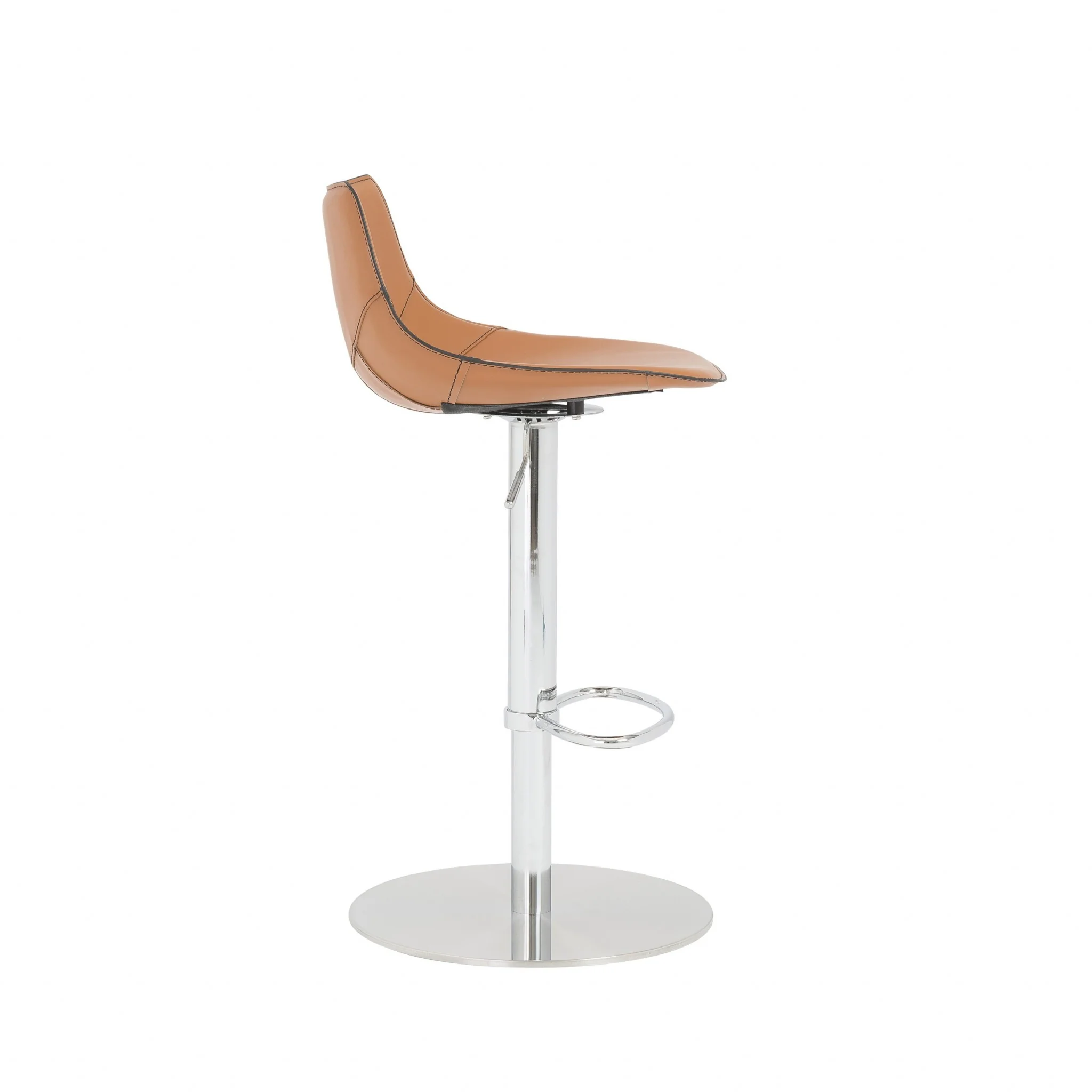 40" Terra Cotta And Silver Steel Swivel Low Back Bar Height Chair With Footrest By Homeroots - Image 4