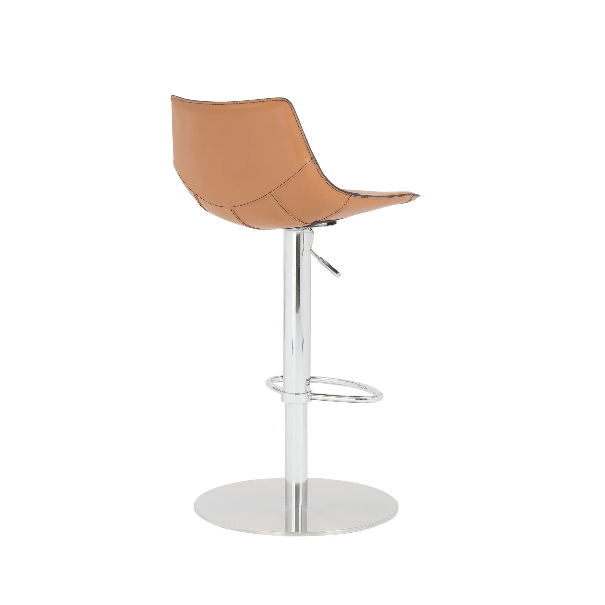 40" Terra Cotta And Silver Steel Swivel Low Back Bar Height Chair With Footrest By Homeroots - Image 5