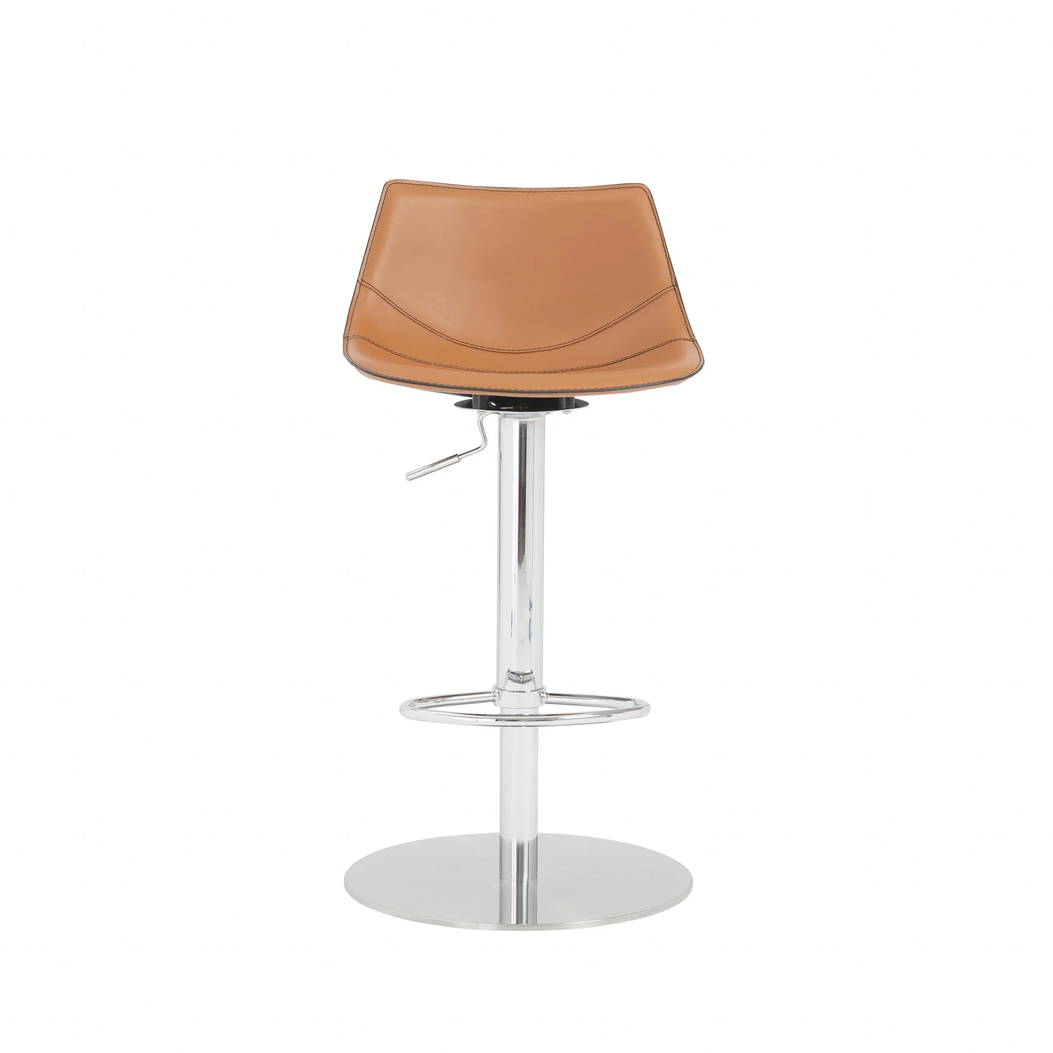 40" Terra Cotta And Silver Steel Swivel Low Back Bar Height Chair With Footrest By Homeroots - Image 6