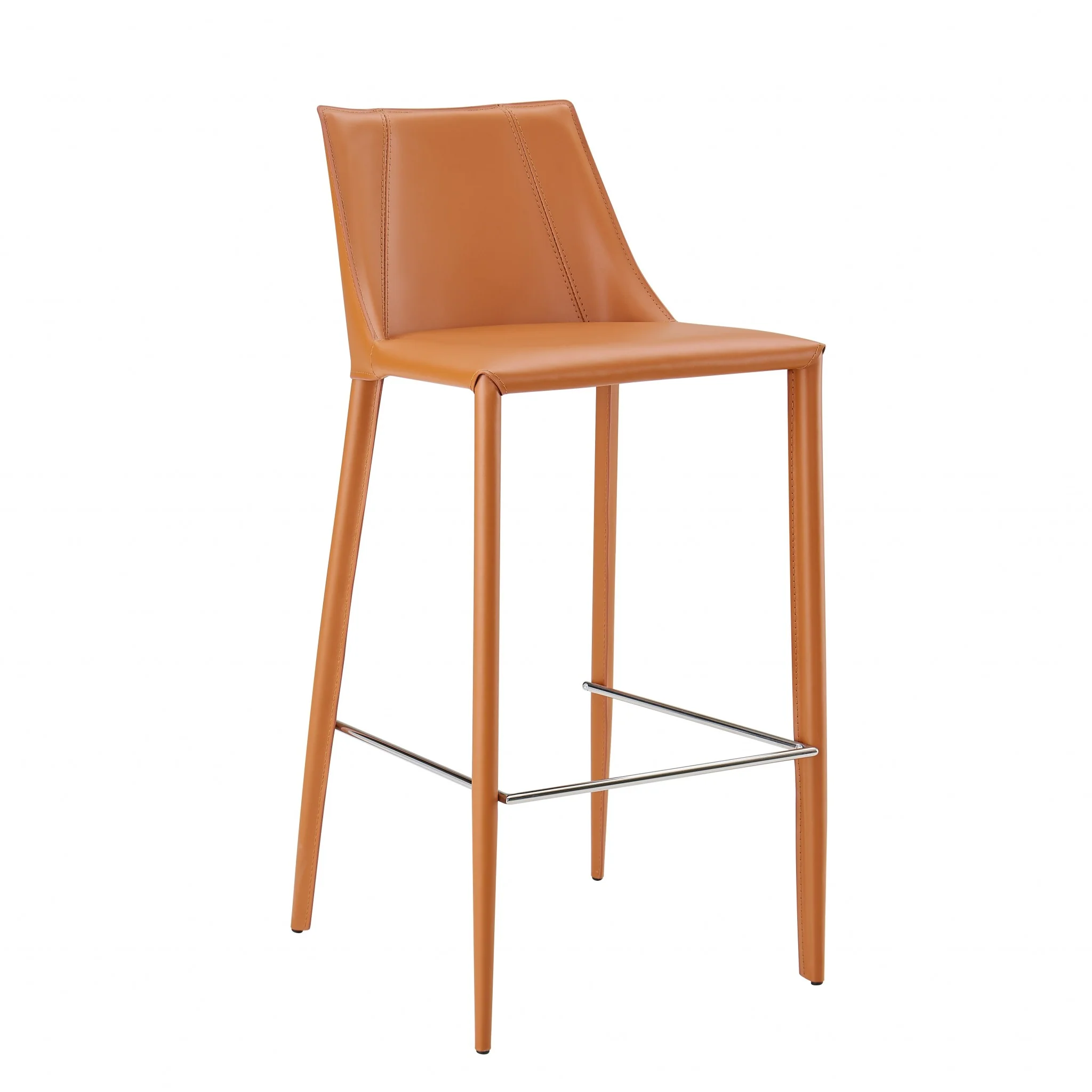 40" Terra Cotta Steel Low Back Bar Height Chair With Footrest By Homeroots - Image 2