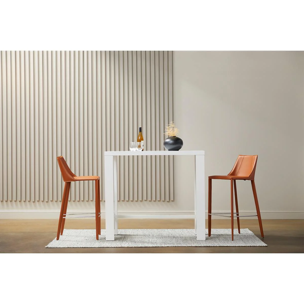 40" Terra Cotta Steel Low Back Bar Height Chair With Footrest By Homeroots - Image 5