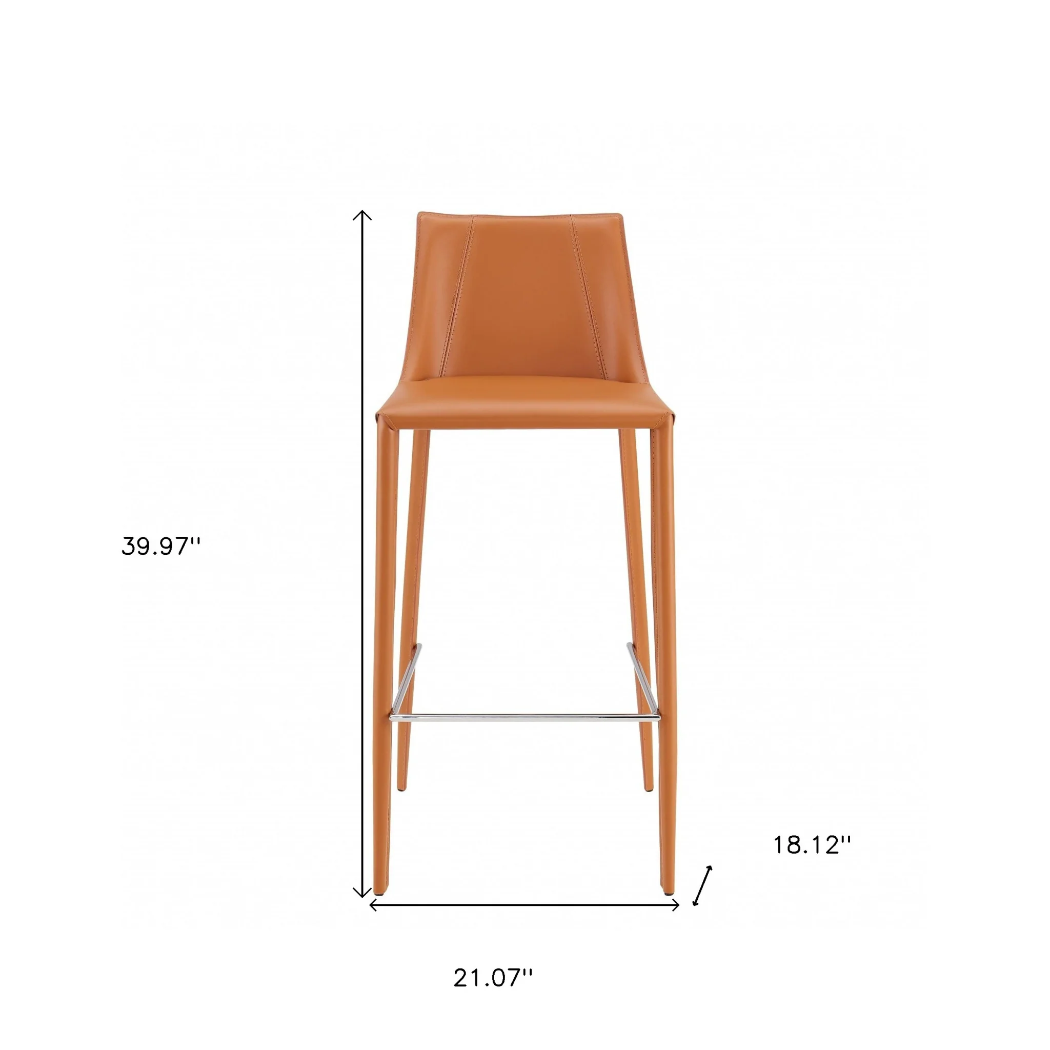 40" Terra Cotta Steel Low Back Bar Height Chair With Footrest By Homeroots - Image 7