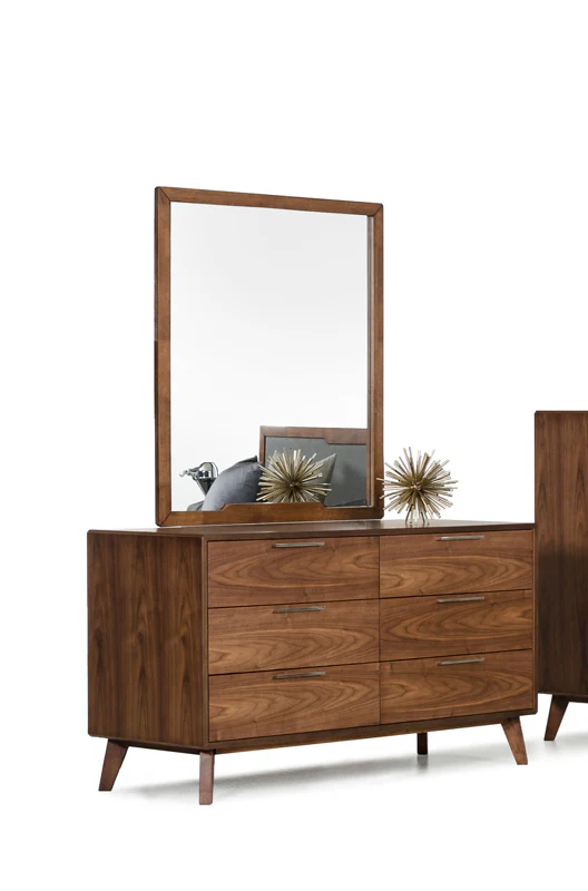 40" Walnut MDF Veneer and Glass Mirror By Homeroots - Image 2