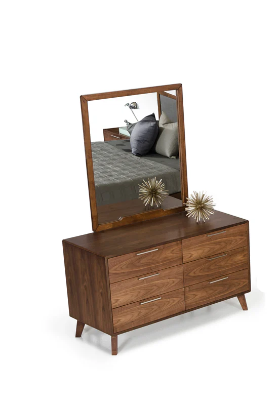 40" Walnut MDF Veneer and Glass Mirror By Homeroots - Image 3
