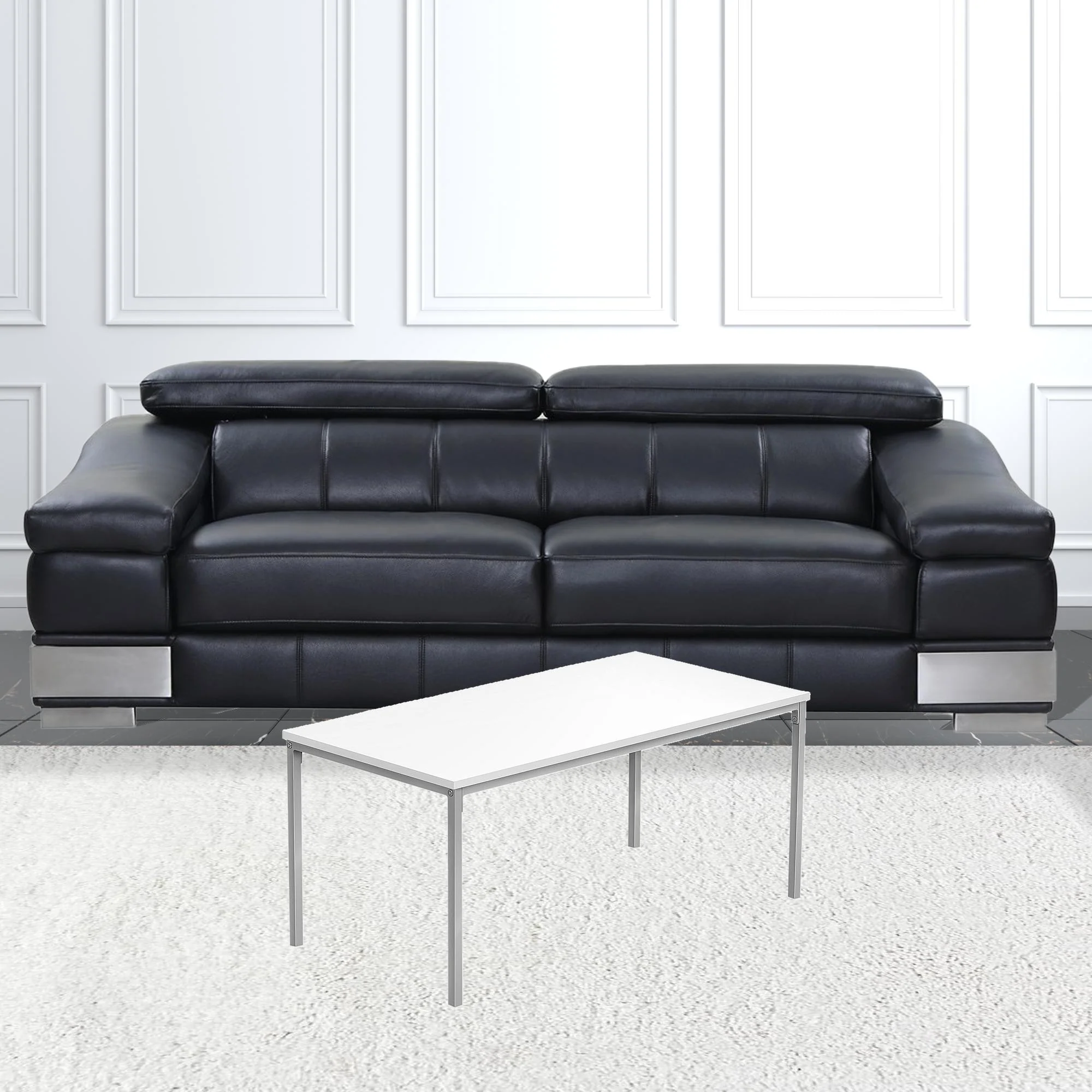 40" White And Silver Rectangular Coffee Table By Homeroots - Image 2