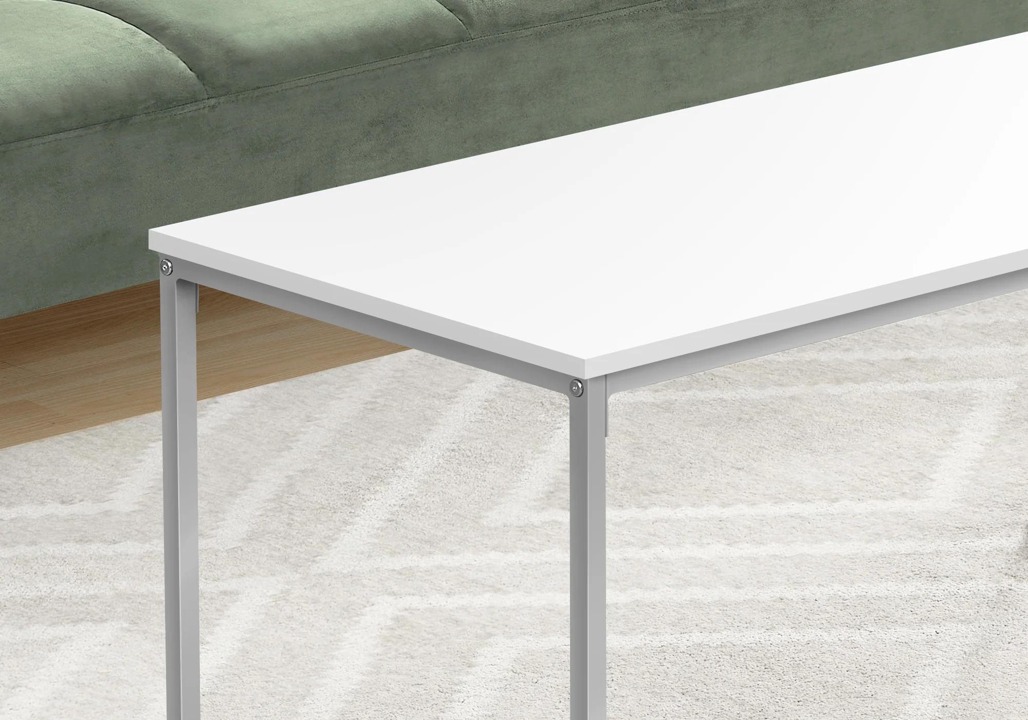 40" White And Silver Rectangular Coffee Table By Homeroots - Image 4