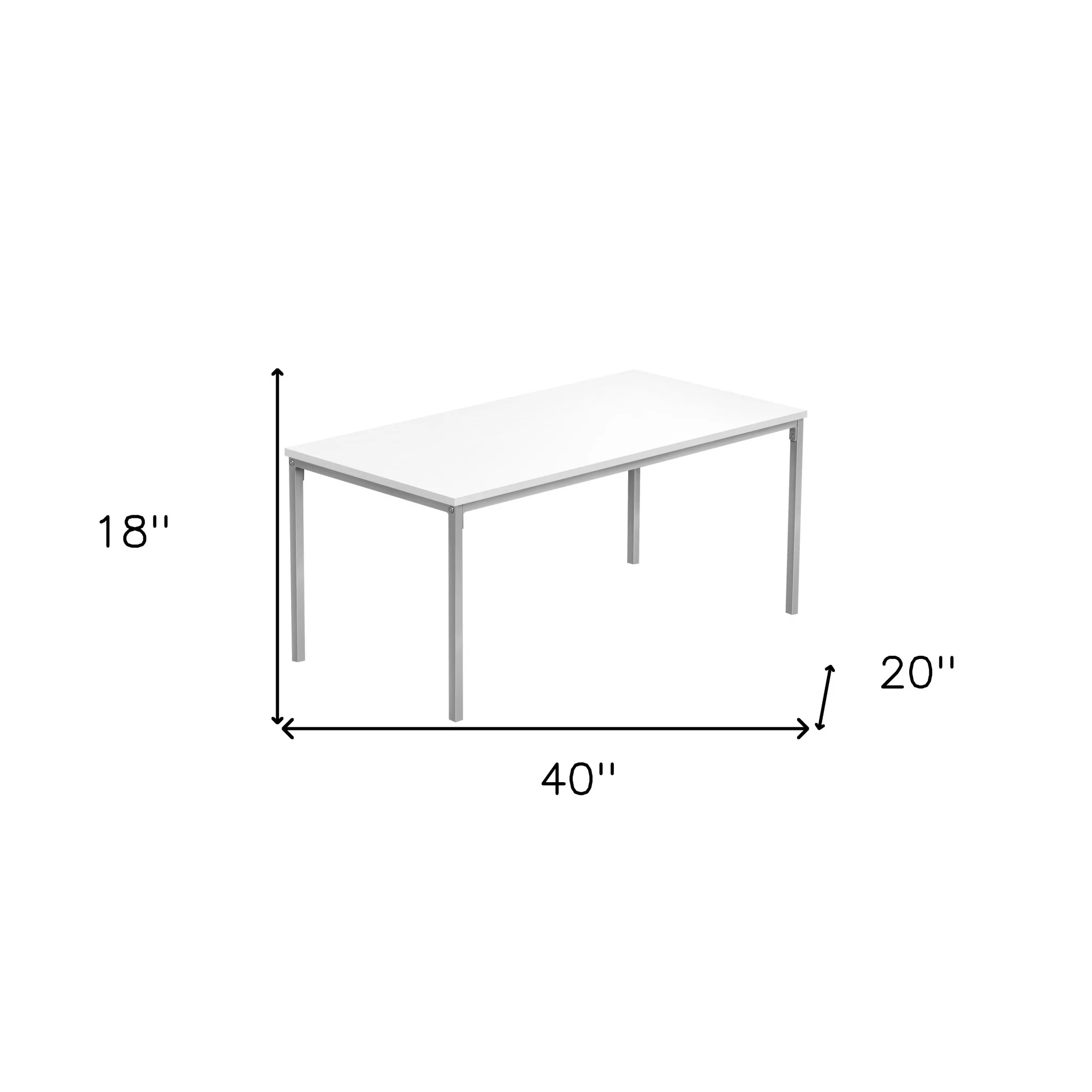40" White And Silver Rectangular Coffee Table By Homeroots - Image 5