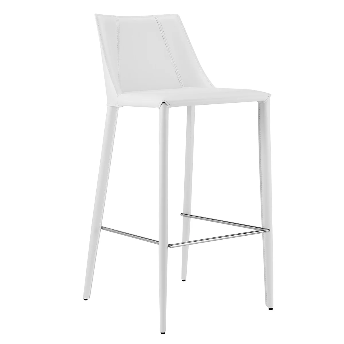 40" White Steel Low Back Bar Height Chair With Footrest By Homeroots - Image 3
