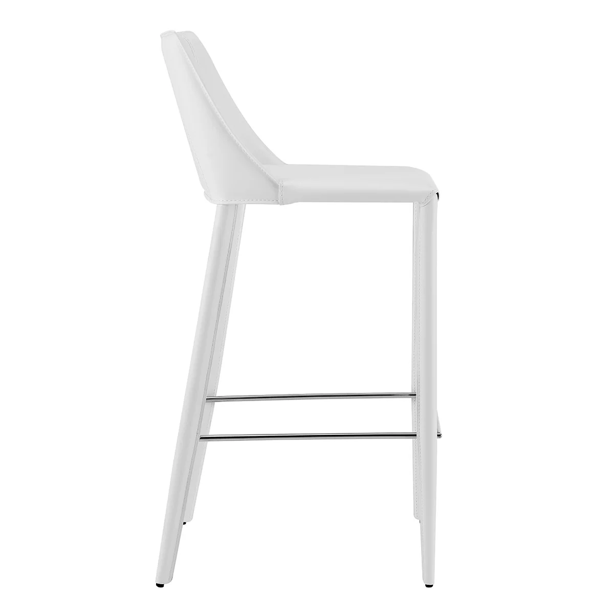 40" White Steel Low Back Bar Height Chair With Footrest By Homeroots - Image 4