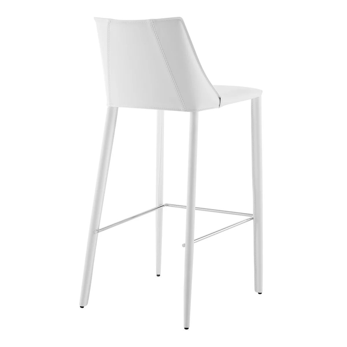40" White Steel Low Back Bar Height Chair With Footrest By Homeroots - Image 5