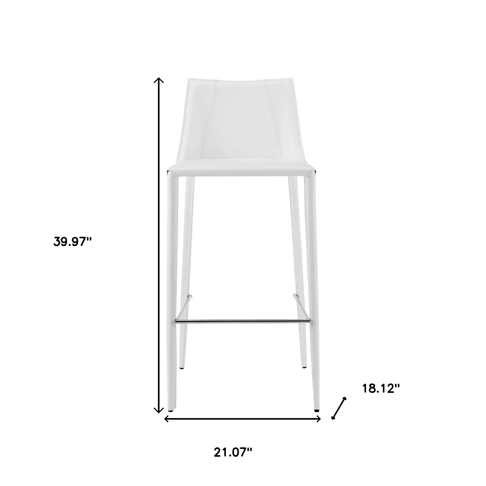 40" White Steel Low Back Bar Height Chair With Footrest By Homeroots - Image 7