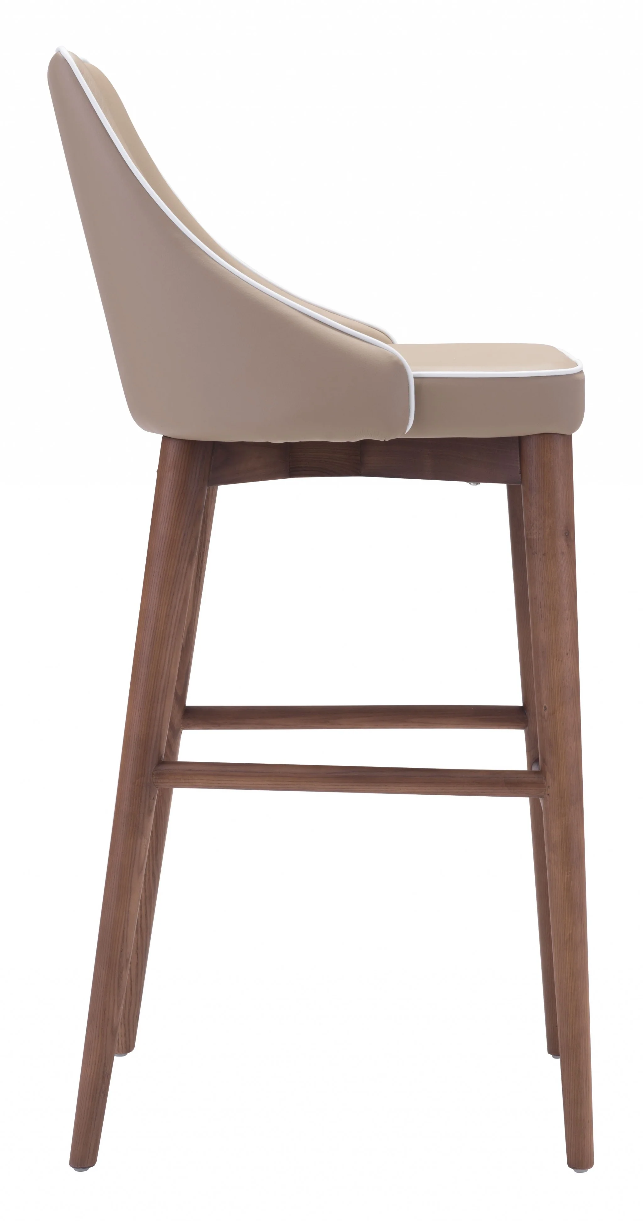 41" Beige And Brown Solid Wood Low Back Bar Height Chair With Footrest By Homeroots - Image 2